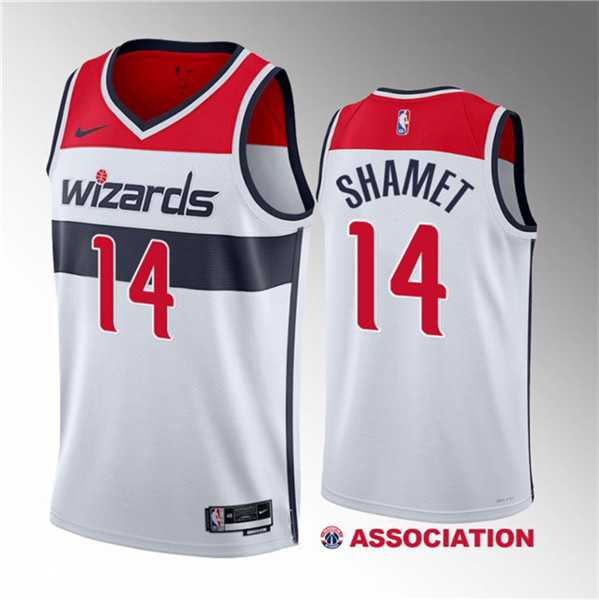 Mens Washington Wizards #14 Landry Shamet White 2023 Draft Association Edition Stitched Jersey